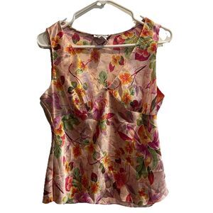 Ivy And Annabelle Sleeveless Floral Top Sz L Vtg Y2K Soft Girl Satin Cami 2000s